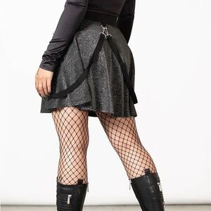 🪩 KILLSTAR METALLIC STUDIO 666 SKATER SKIRT [PLUS]